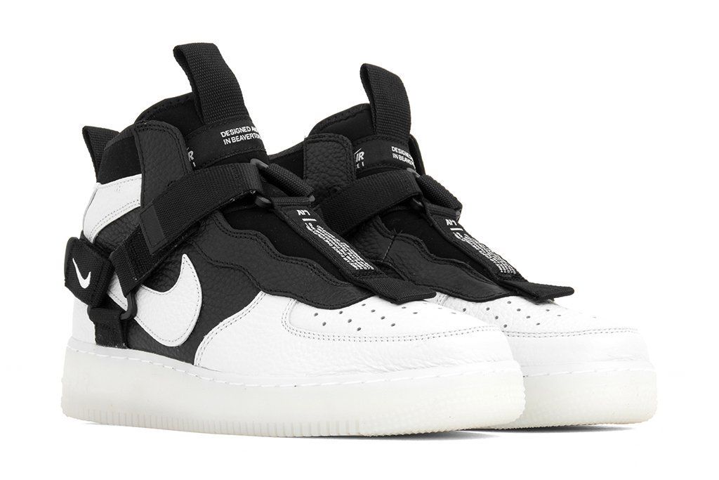 Nike Air Force 1 Utility Mid, белый с черным, кожа, мужские