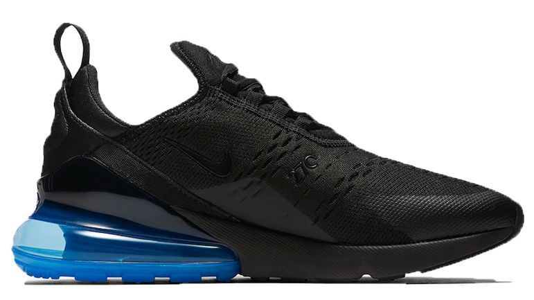 Nike Air Max 270, черные с синим, нейлон, мужские