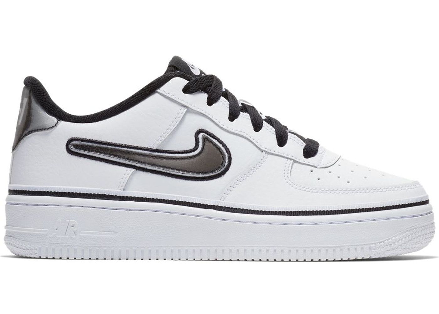 Nike Air Force 1 '07 LV8 Sport NBA White/Black, белые с черным, кожа, мужские