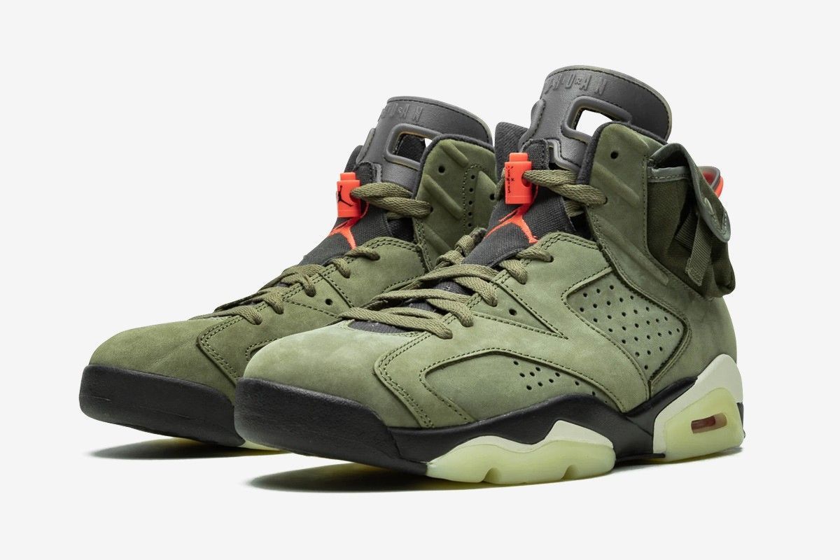 Nike Air Jordan 6 Travis Scott, зеленый, нубук, мужские